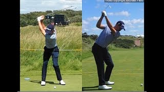 Justin Thomas golf swing  Long Iron faceon amp downtheline July 2017 [upl. by Chemosh784]