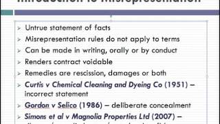 Misrepresentation Lecture 1 of 4 [upl. by Siravaj]